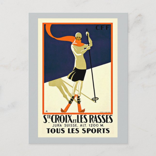 Cartão Postal Sainte Croix Les Rass Ski Sports Viagem (Frente)