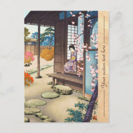 Cartão Postal Saito Hodo Bijin, por um Garden Engawa, na Primave