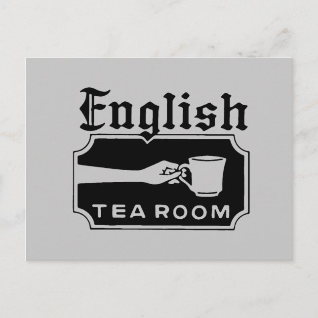 Cartão Postal Sala de chá em inglês (Frente)