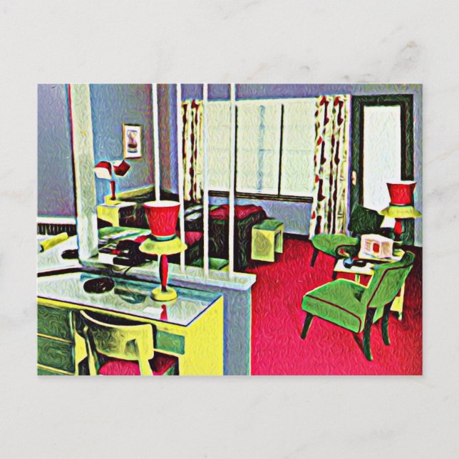 Cartão Postal Sala do Hotel Retro (Frente)