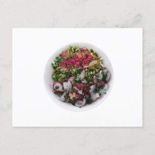 Cartão Postal Salada com rabanetes e chikes torrados