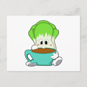 Cartão Postal Salada com Xícara de Café