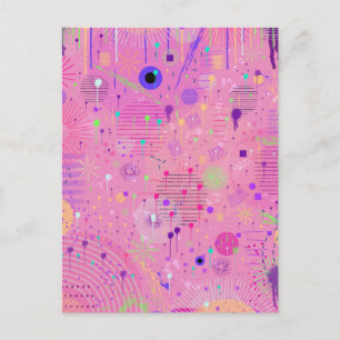 Cartão Postal Salada de Frutas Sazonais: Pintura Abstrata