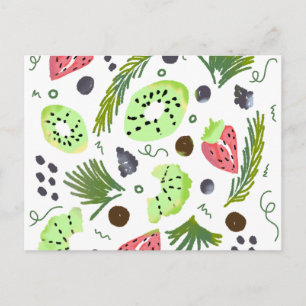 Cartão Postal Salada de Frutas Tropical Morangos Kiwi Fruta