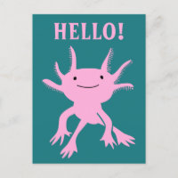Salamandra Cor-de-Rosa Axolotl Cónico Alô Cartão-p
