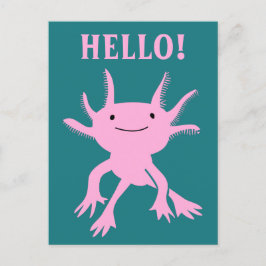 Cartão Postal Salamandra Cor-de-Rosa Axolotl Cónico Alô Cartão-p