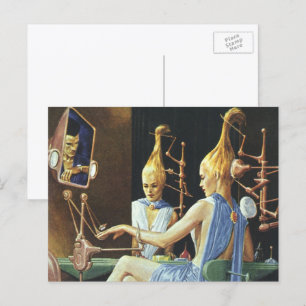 Cartão Postal Salão de Beleza de Ficção Científica Vintage Spa M