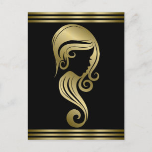 Cartão Postal Salão de Beleza e Maquiagem Chic Elegante Menina D