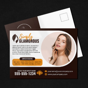 Cartão Postal Salão de Beleza Elegante Spa Maquiagem Unhas & Tra