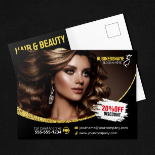 Cartão Postal Salão de Beleza Estilista de Cabelo Glamouroso Dou