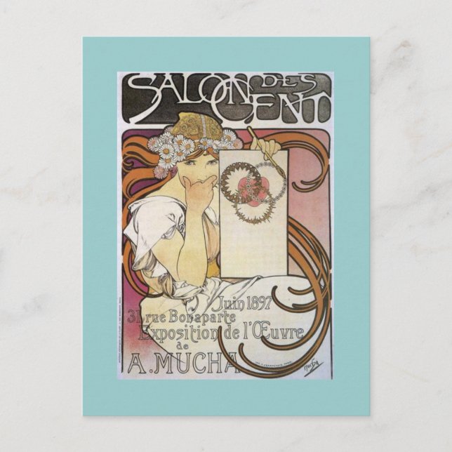 Cartão Postal Salão de Cent. ~ Alphonse Mucha (Frente)