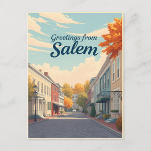 Cartão Postal Salem Massachusetts Arquitetura Histórica Vintage
