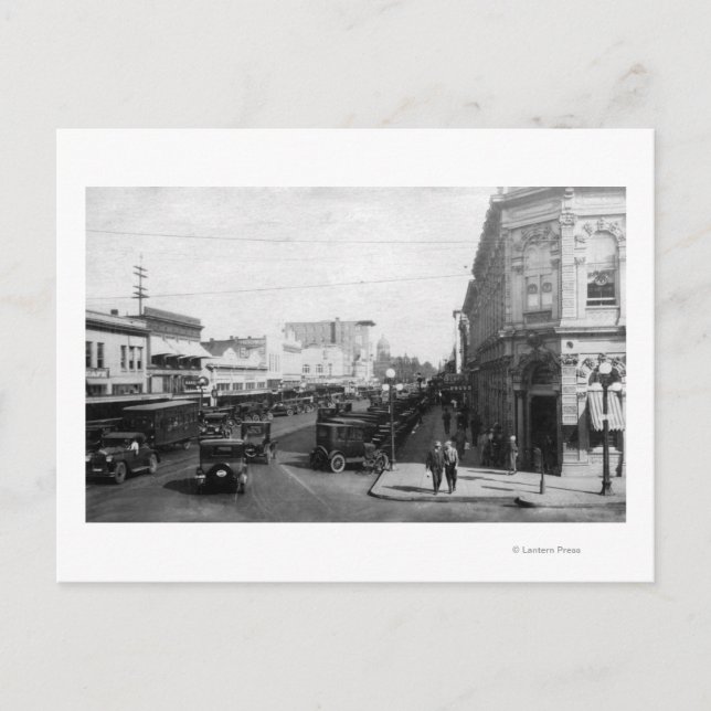 Cartão Postal Salem, OR Town View em State Street Photoshop (Frente)