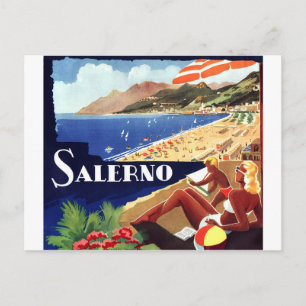 Cartão Postal Salerno, Riviera Italiana, Itália, vintage, viagem
