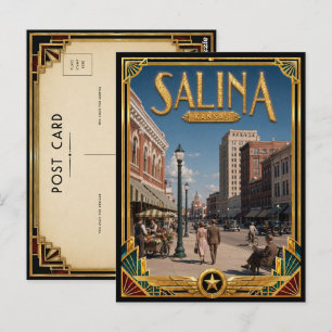 Cartão Postal Salina Kansas Arte Deco Vintage Era de Ouro