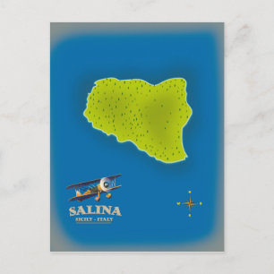 Cartão Postal Salina, Sicília mapa poster de viagem mapa