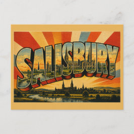 Cartão Postal Salisbury Inglaterra Arte de Viagem Vintage