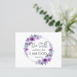Cartão Postal Salm 46:10 Esteja quieto e conheça o Floral Roxo B