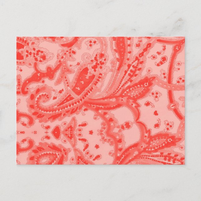 Cartão Postal Salmão Rosa Paisley (Frente)