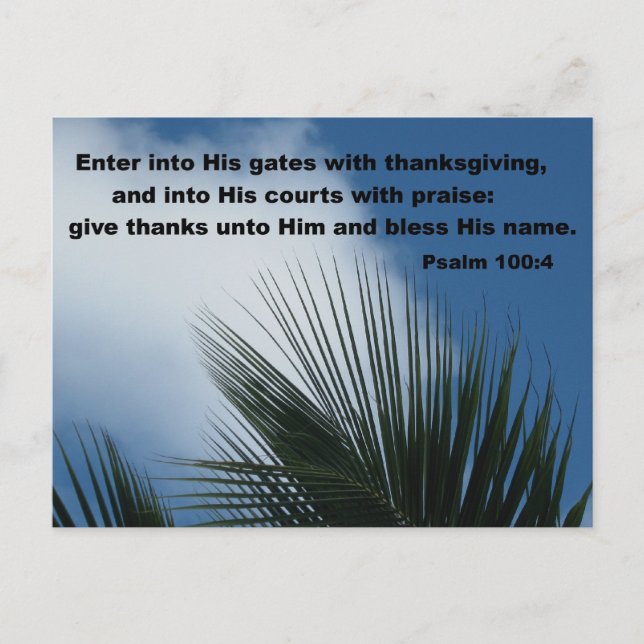 Cartão Postal Salmo 100:4 Entre nos portões... (Frente)