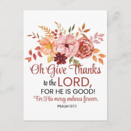 Cartão Postal Salmo 107:1 Oh Agradeça ao Senhor Floral Fall