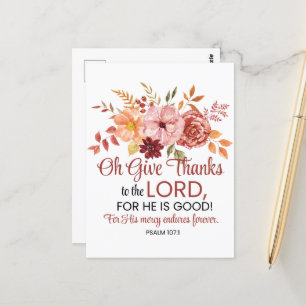 Cartão Postal Salmo 107:1 Oh Dê Obrigados ao Lorde Floral Fall