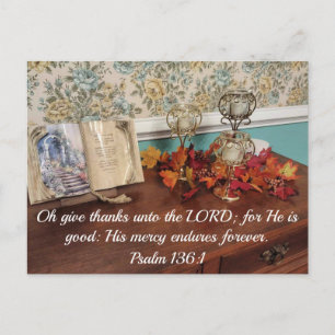 Cartão Postal Salmo 136:1 Oh, dai graças ao Senhor, porque Ele é