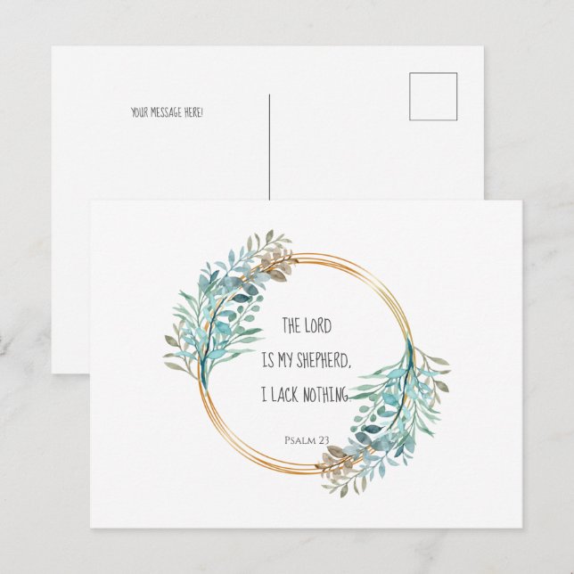 Cartão Postal Salmo 23 O SENHOR é meu pastor, Escritura (Frente/Verso)
