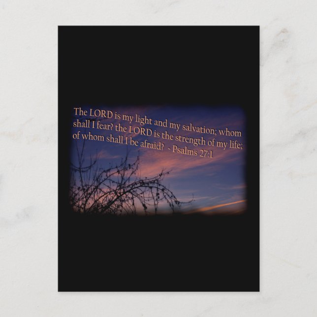 Cartão Postal Salmo 27:1 na Aurora com Borda Preta (Frente)