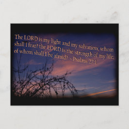 Cartão Postal Salmo 27:1 na fronteira negra do amanhecer