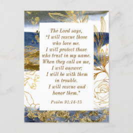 Cartão Postal Salmo 91:14-15 O Senhor diz que vou salvar a Bíbli