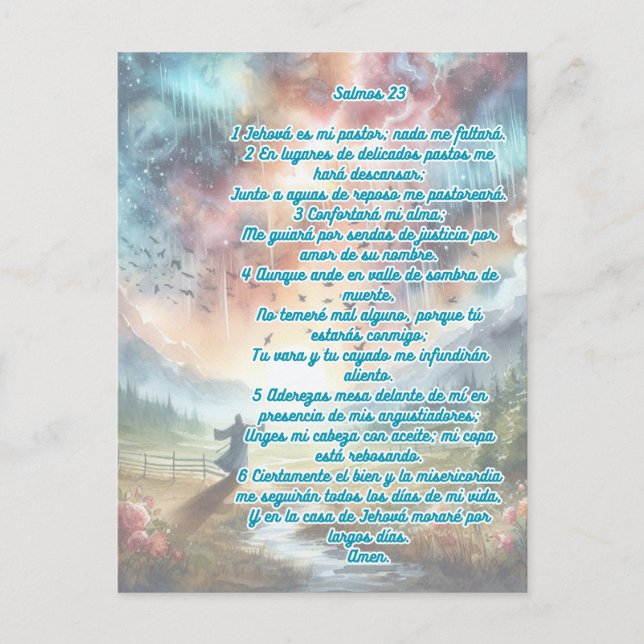 Cartão Postal Salmos 23 em espanhol (Frente)