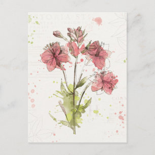 Cartão Postal Salpico Floral Rosa Escuro