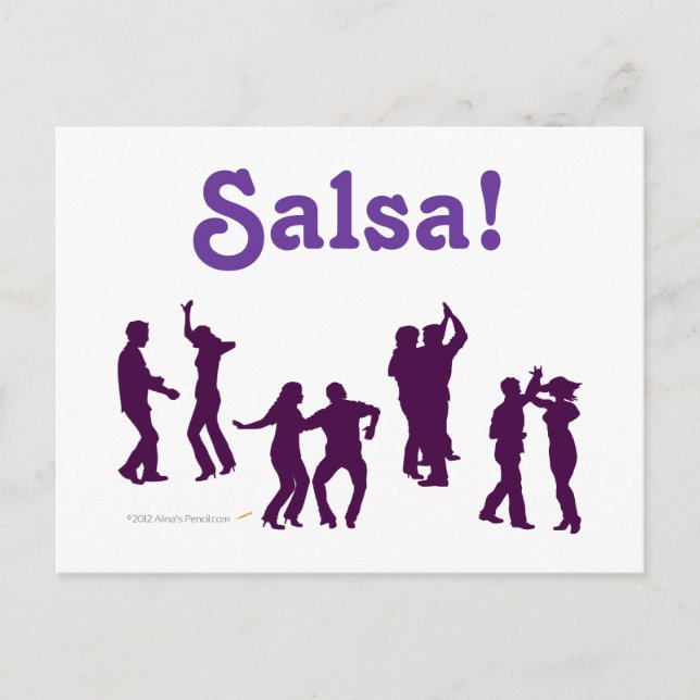 Cartão Postal Salsa Dancing Possui Silhouettes Personalizados (Frente)