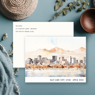 Cartão Postal Salt Lake City, Utah Aquarela Paisagem Viagem