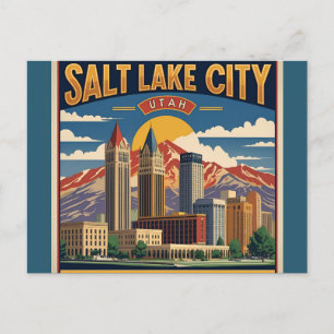 Cartão Postal Salt Lake City Utah viagem retrô vintage