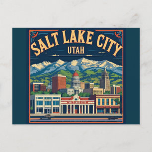 Cartão Postal Salt Lake City Utah viagem retrô vintage