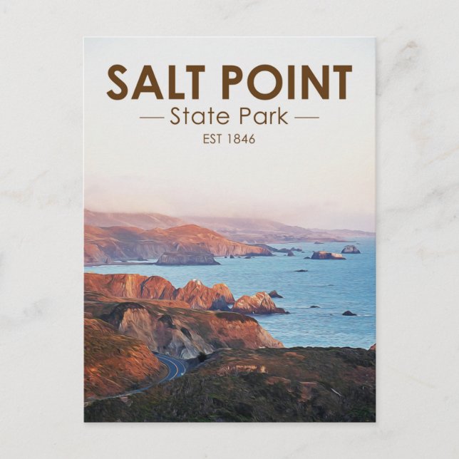 Cartão Postal Salt Point State Park California Watercolor (Frente)