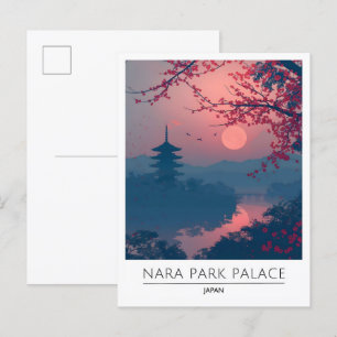 Cartão Postal Salto do Sol no Palácio de Nara Park no Japão Viag