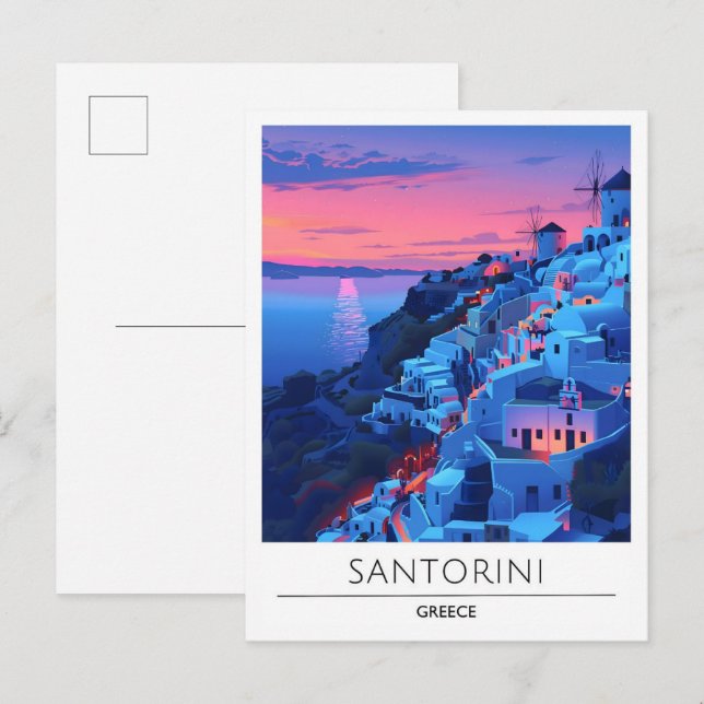 Cartão Postal Salto-sol na Viagem de Santorini (Frente/Verso)