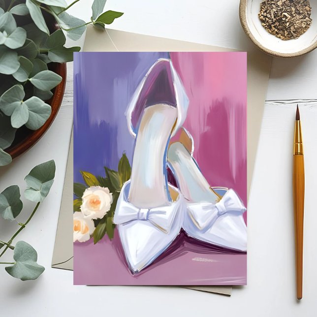Cartão Postal Saltos de Noiva | Casamento em Aquarela com Rosa d (Criador carregado)