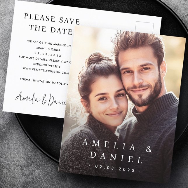 Cartão Postal Salva a data personalizada (Wedding save the date custom photo postcard)