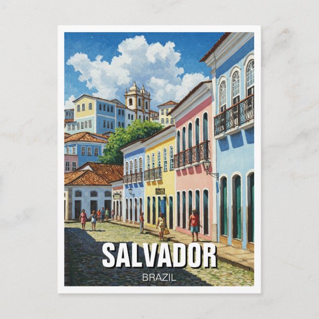 Cartão Postal Salvador Brasil Perlourinho Viagem (Frente)