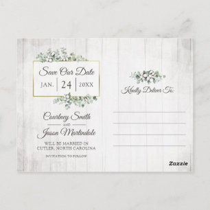 Cartão Postal Salvar a Data Casamento de Algodão do Sul 3-Foto