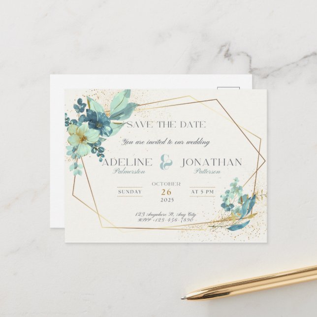 Cartão Postal Salvar a Data: Celebração de Casamento (Frente/Verso In Situ)