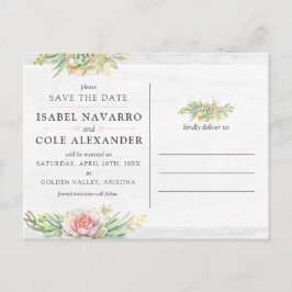 Cartão Postal Salvar a Data Colagem de Fotos de Suculentas em Aq