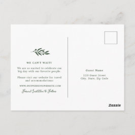 Cartão Postal Salvar a data de casamento com oliveira em verde s