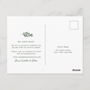 Cartão Postal Salvar a data de casamento com oliveira em verde s