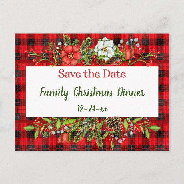 Cartão Postal Salvar a data Feira de Natal da família Feira de N (Frente)