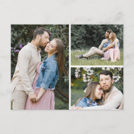 Cartão Postal Salvar a Data Floral Aquarela Casamento 3-Fotos